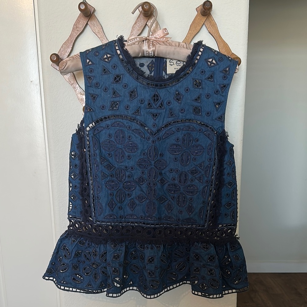 Sea New York peplum eyelet top